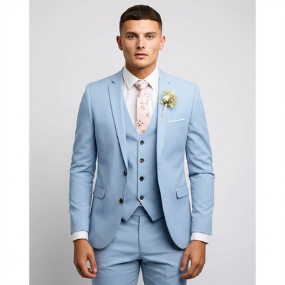Traje Hombre con Chaleco y Solapa de Muesca Corte Elegante - Mavetta