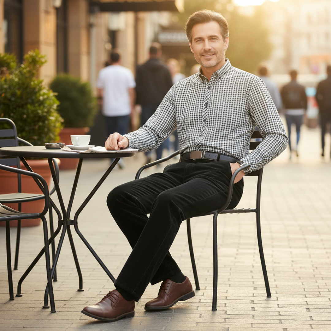 Pantalones vestir hombre Corte recto Trabillas cinturón