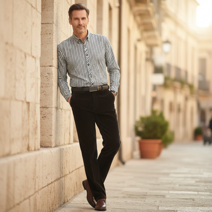 Pantalones vestir hombre Corte recto Trabillas cinturón