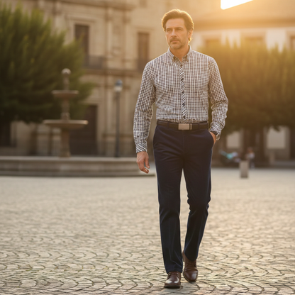 Pantalones vestir hombre Corte recto Trabillas cinturón
