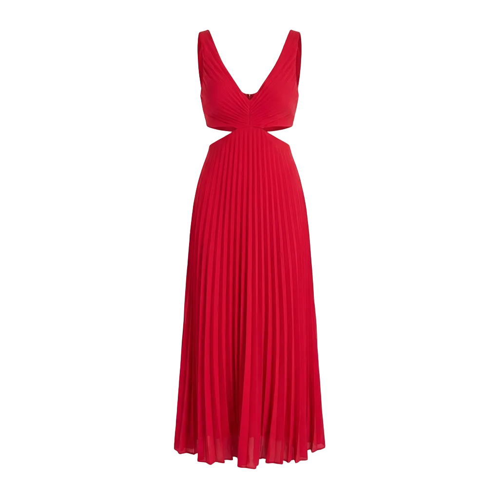 Vestido Midi Mujer Plisado Ajuste Clásico