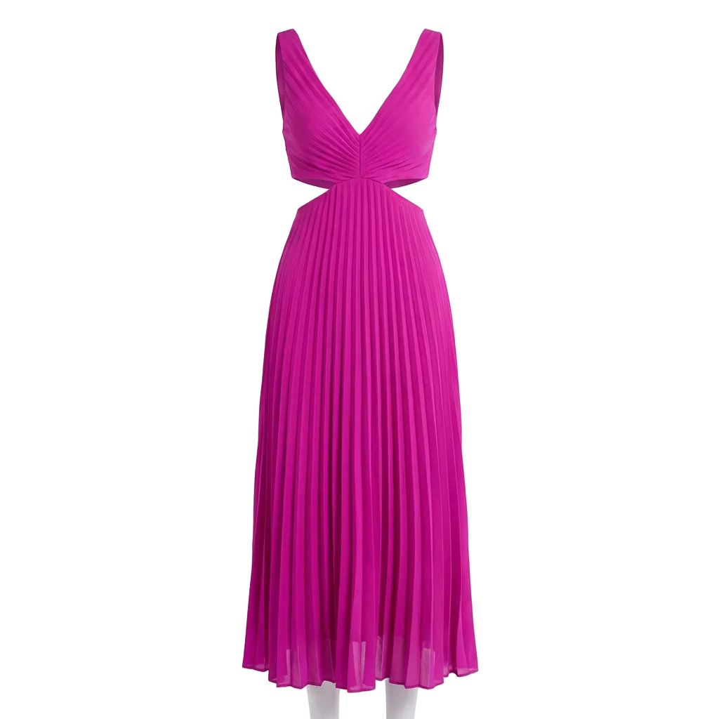Vestido Midi Mujer Plisado Ajuste Clásico
