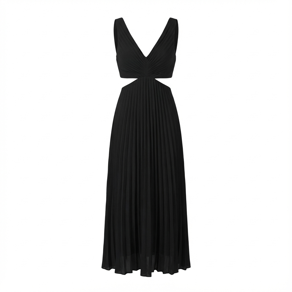 Vestido Midi Mujer Plisado Ajuste Clásico