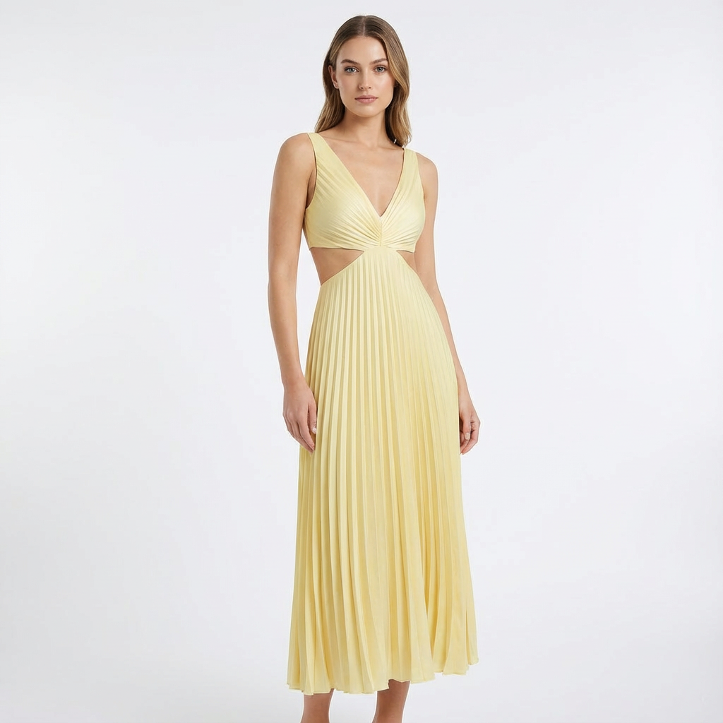 Vestido Midi Mujer Plisado Ajuste Clásico - Mavetta