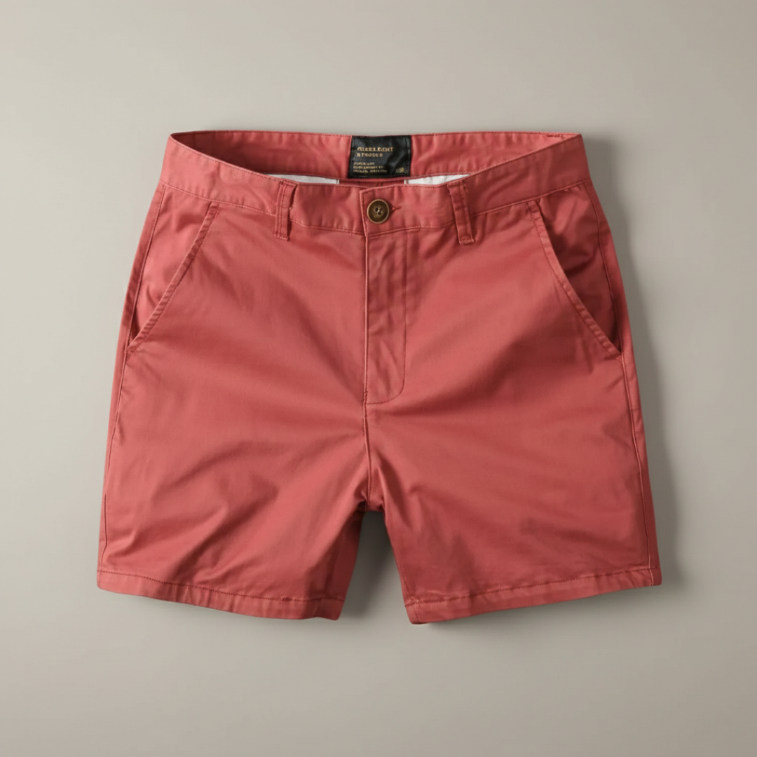 Pantalón Corto Chino Hombre Algodón Cierre Botón Trabillas