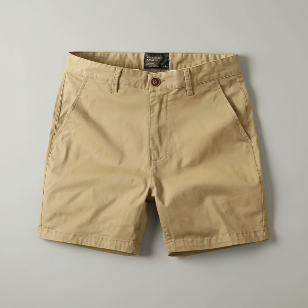 Pantalón Corto Chino Hombre Algodón Cierre Botón Trabillas