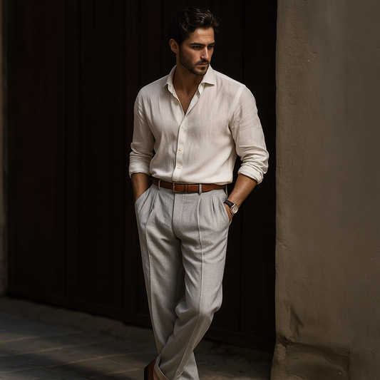 Pantalones Lino Hombre Relajados Corte Clásico - Mavetta