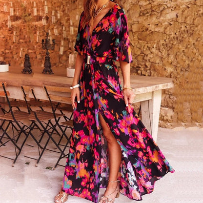 Vestido maxi mujer cruzado verano ligero