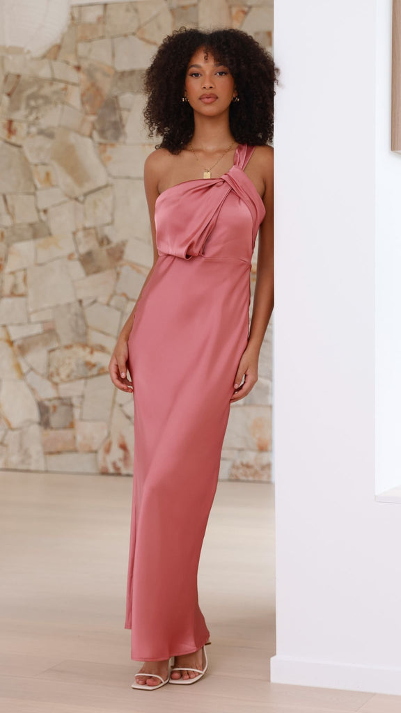 Vestido largo mujer Asimétrico Lazo en un hombro