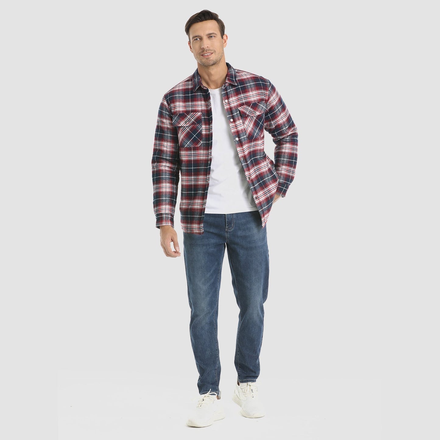 Chaqueta Hombre de Cuadros con Bolsillos y Corte Clásico