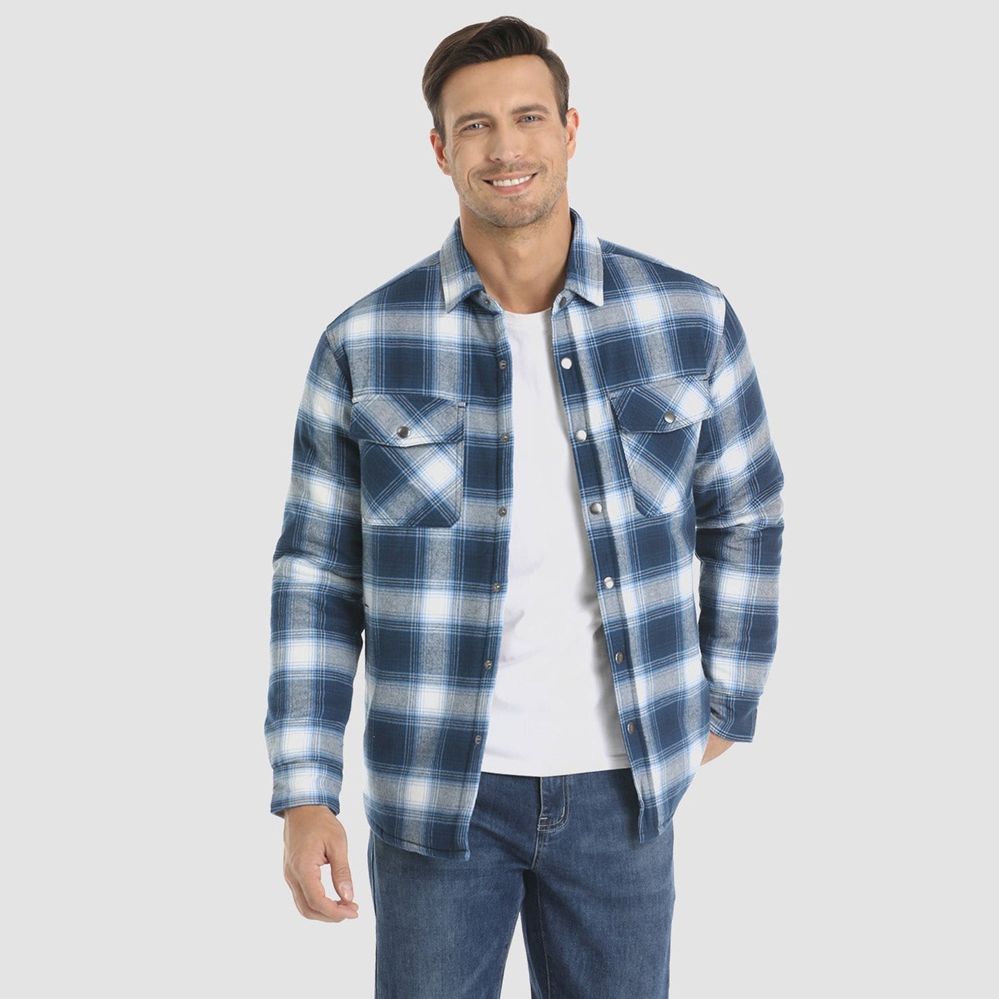 Chaqueta Hombre de Cuadros con Bolsillos y Corte Clásico