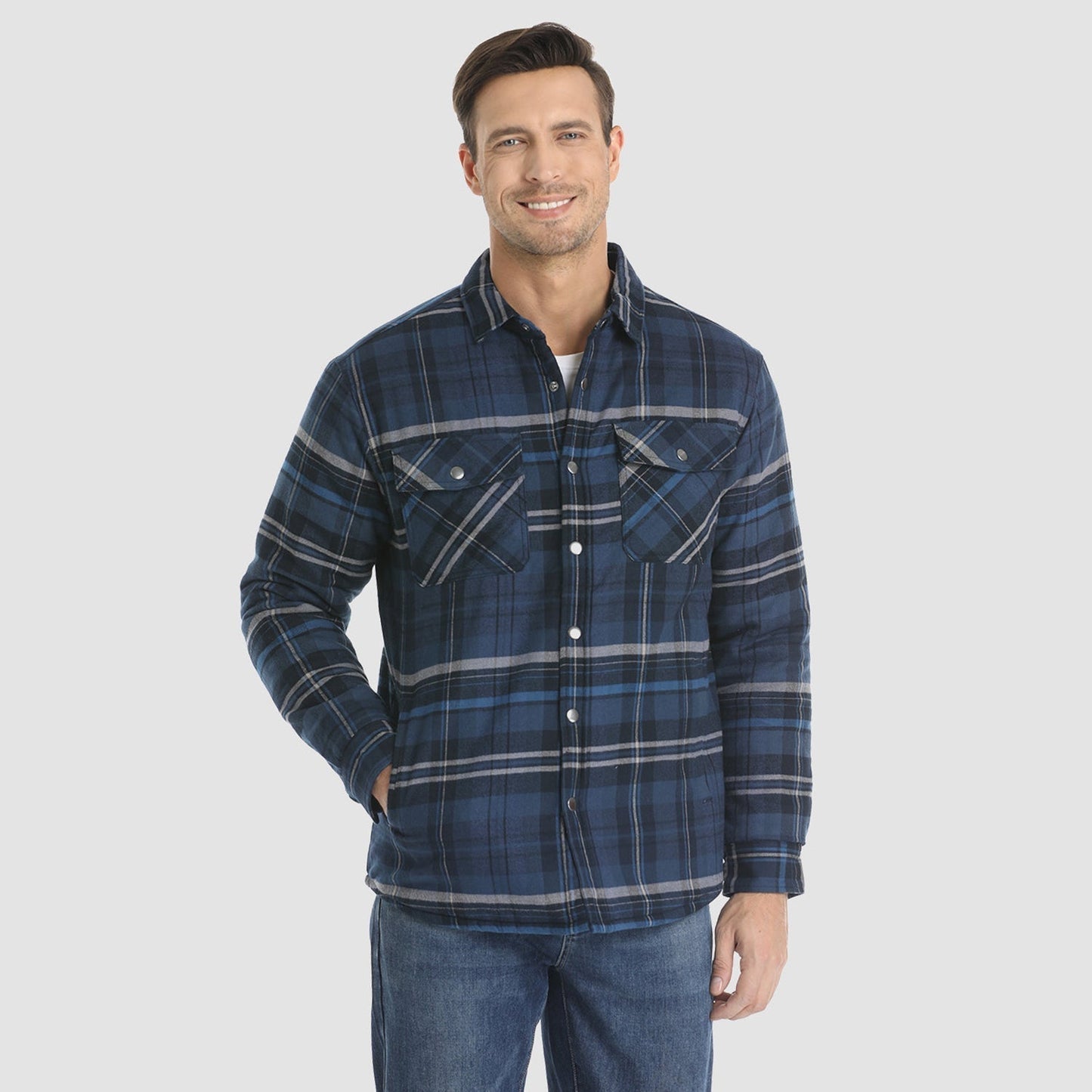 Chaqueta Hombre de Cuadros con Bolsillos y Corte Clásico