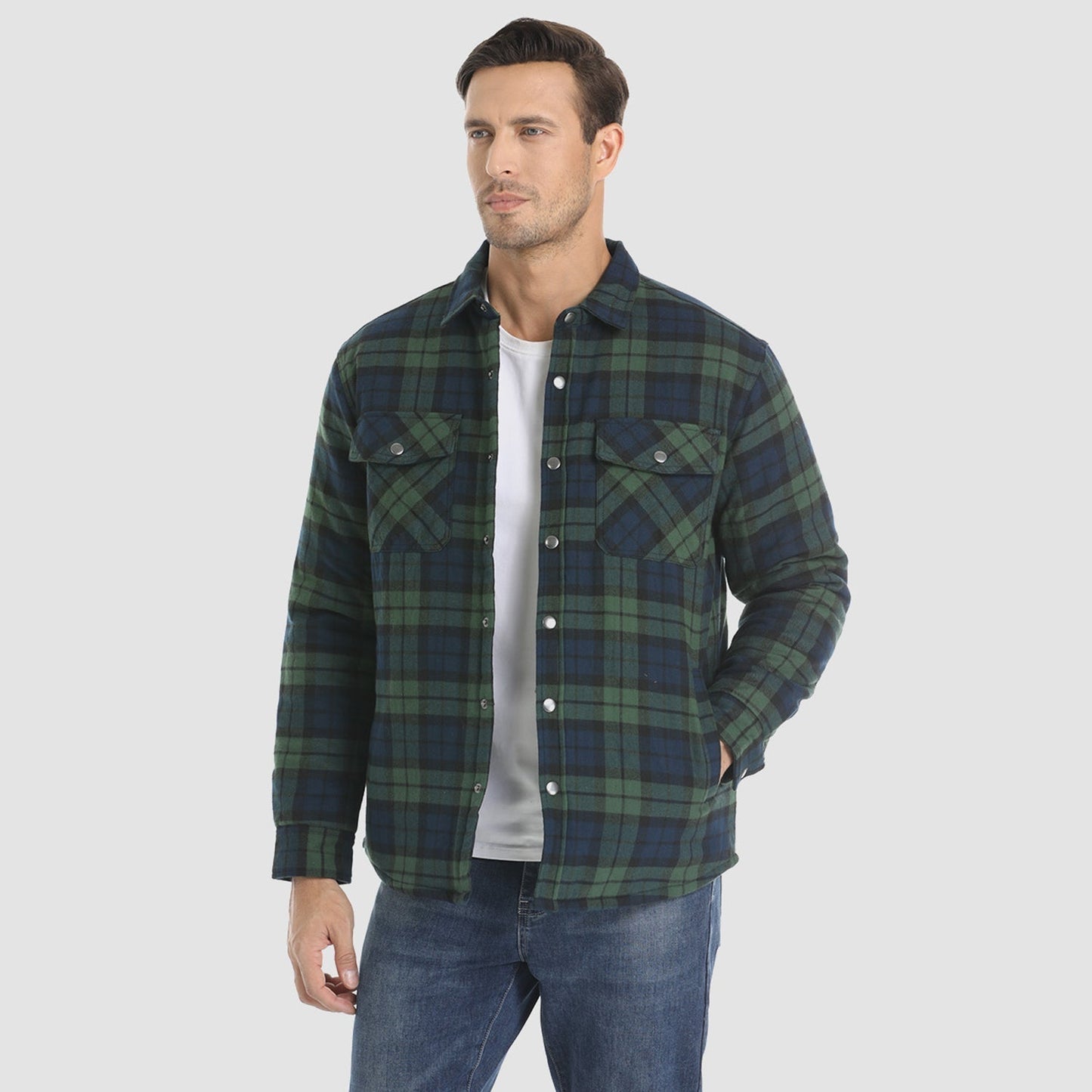 Chaqueta Hombre de Cuadros con Bolsillos y Corte Clásico