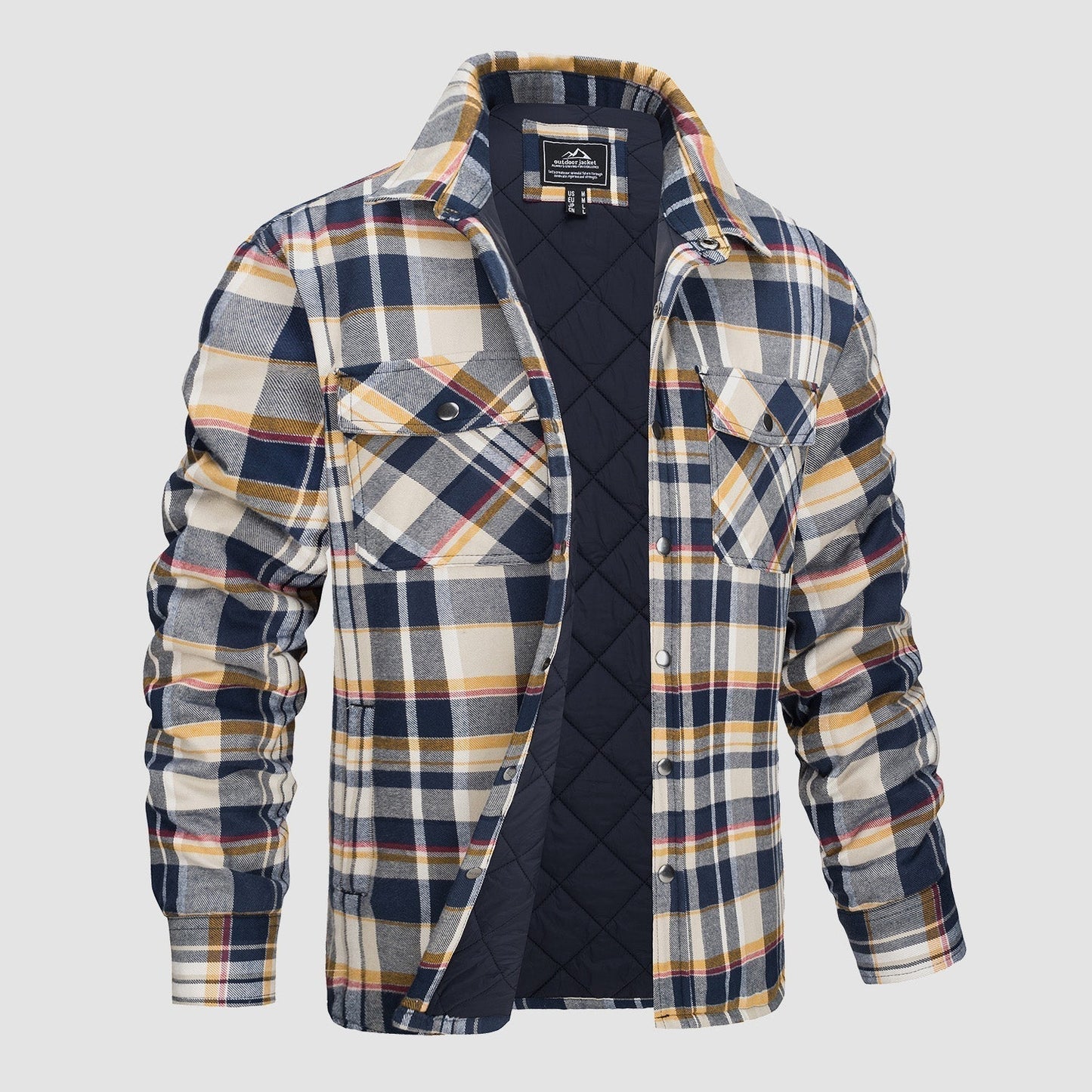 Chaqueta Hombre de Cuadros con Bolsillos y Corte Clásico