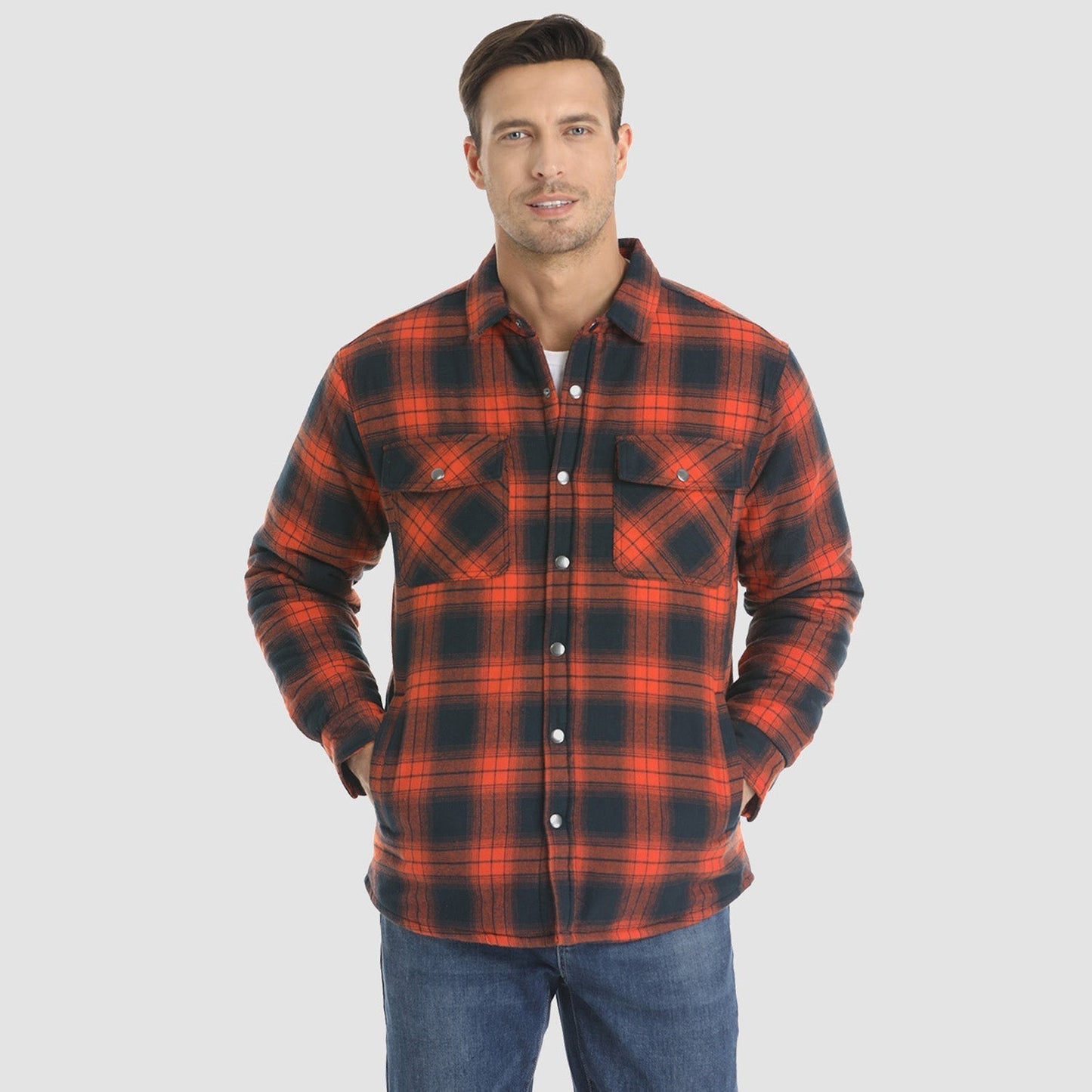 Chaqueta Hombre de Cuadros con Bolsillos y Corte Clásico
