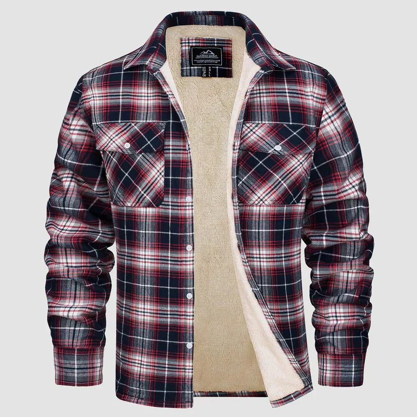 Chaqueta Hombre de Cuadros con Forro Sherpa Ajuste Clásico