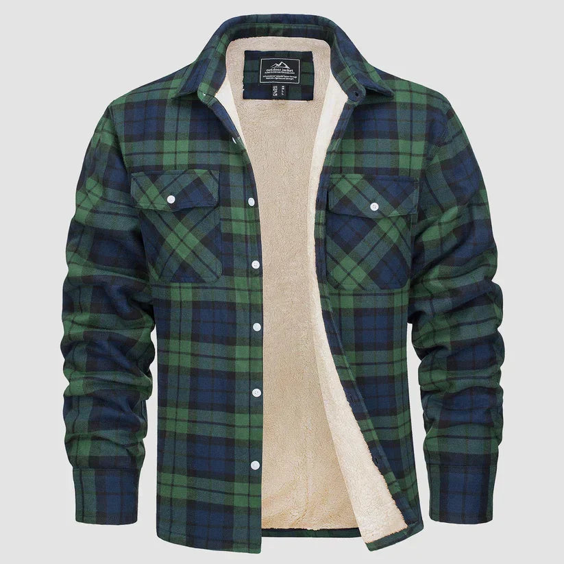 Chaqueta Hombre de Cuadros con Forro Sherpa Ajuste Clásico