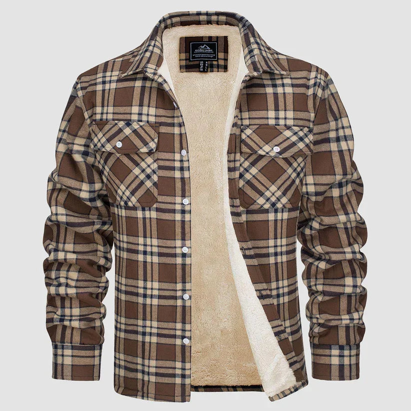 Chaqueta Hombre de Cuadros con Forro Sherpa Ajuste Clásico