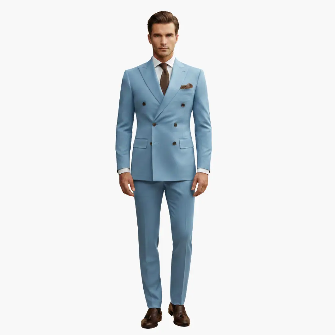 Traje Hombre de Dos Piezas Blazer Cruzado Pantalón Ajustado