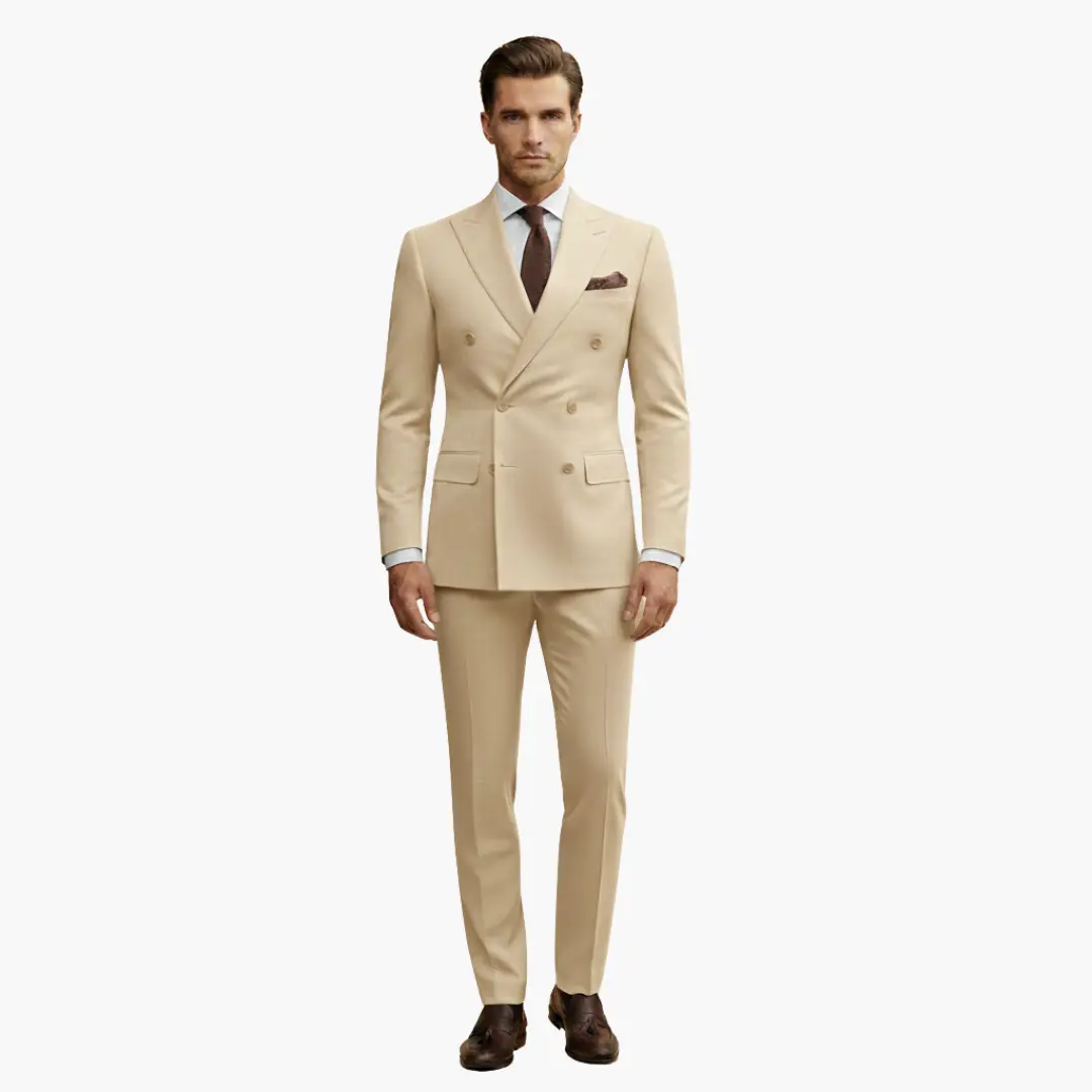 Traje Hombre de Dos Piezas Blazer Cruzado Pantalón Ajustado