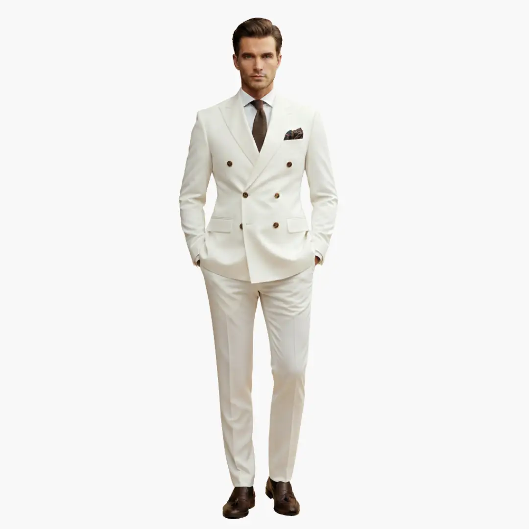 Traje Hombre de Dos Piezas Blazer Cruzado Pantalón Ajustado