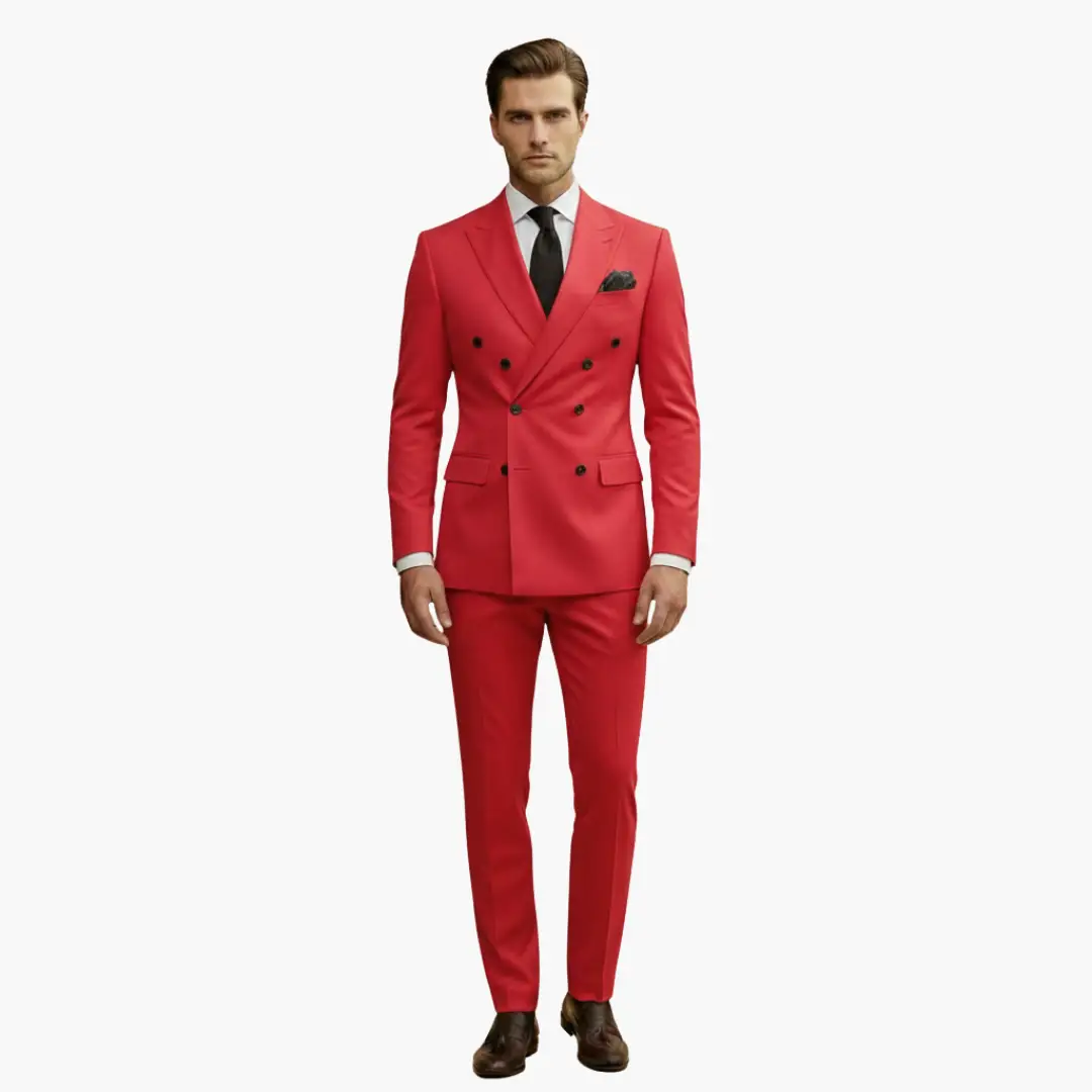 Traje Hombre de Dos Piezas Blazer Cruzado Pantalón Ajustado