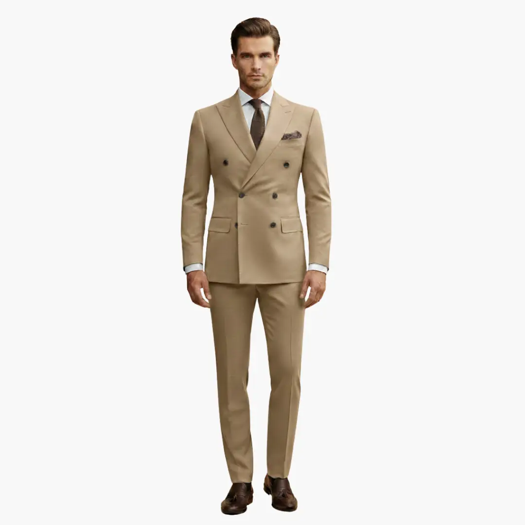 Traje Hombre de Dos Piezas Blazer Cruzado Pantalón Ajustado