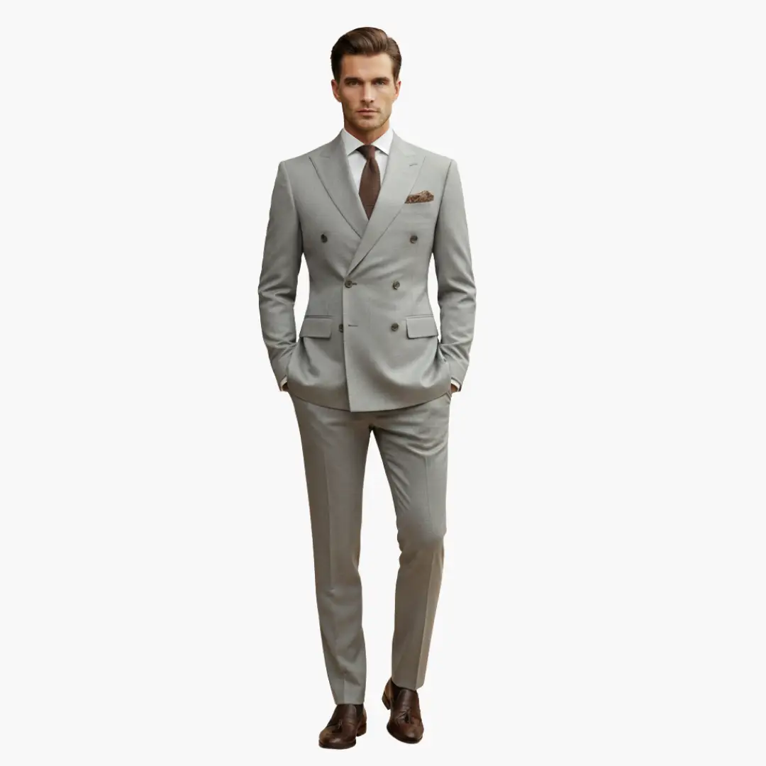 Traje Hombre de Dos Piezas Blazer Cruzado Pantalón Ajustado