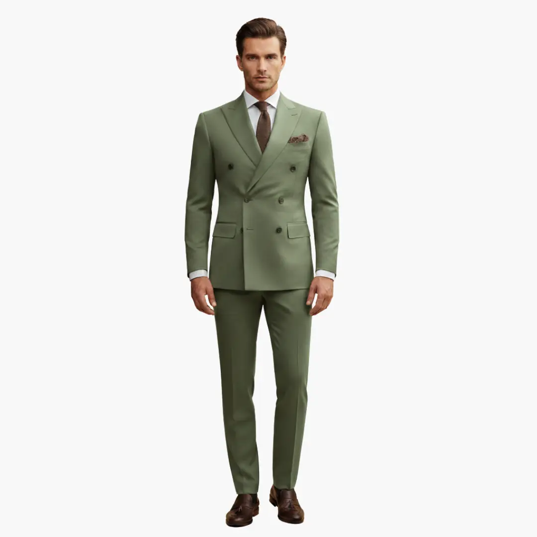 Traje Hombre de Dos Piezas Blazer Cruzado Pantalón Ajustado