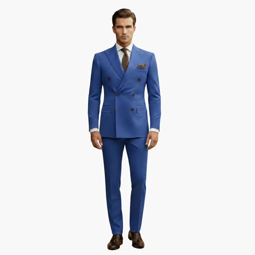 Traje Hombre de Dos Piezas Blazer Cruzado Pantalón Ajustado