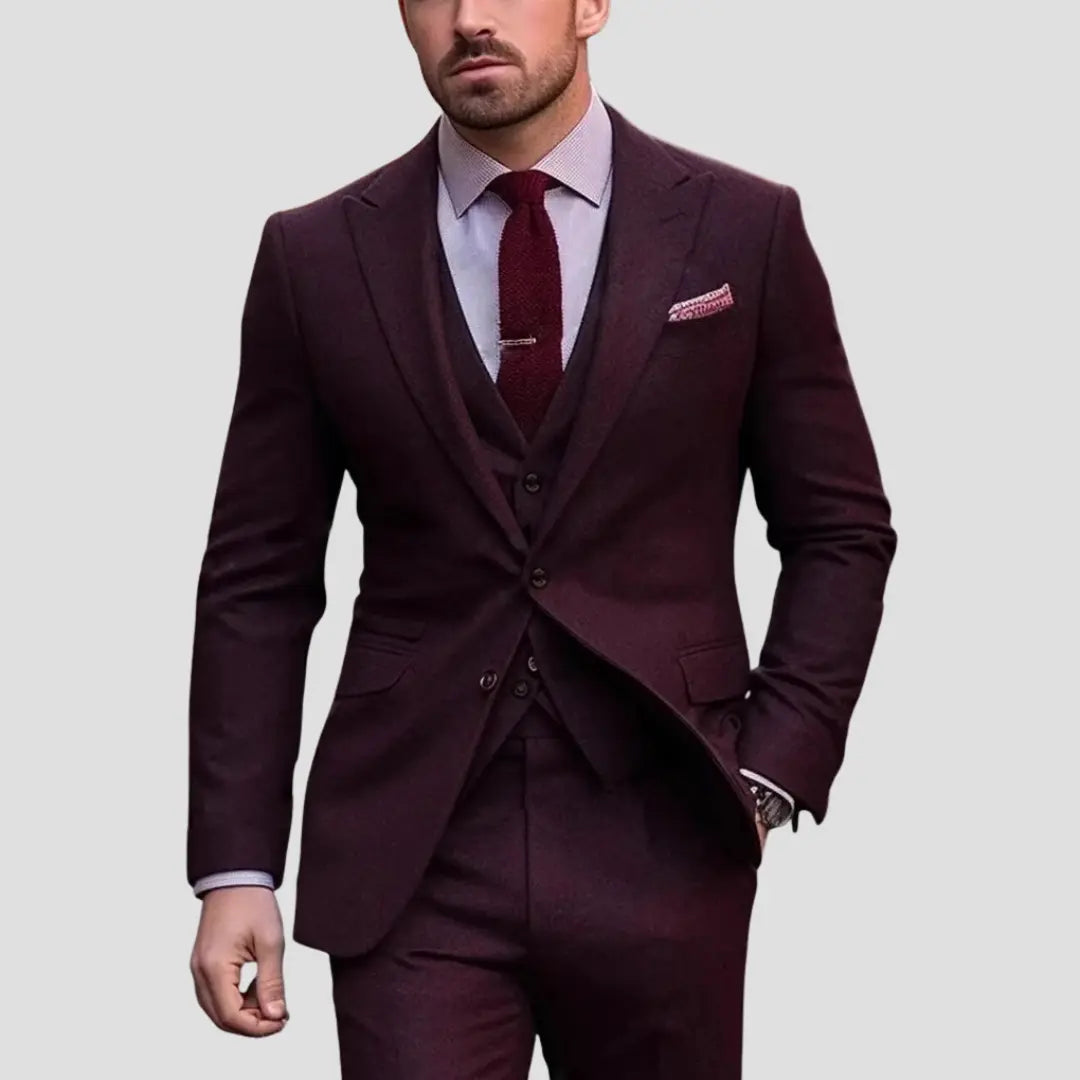 Traje Hombre Tres Piezas Corte Slim Fit Solapas Clasicas