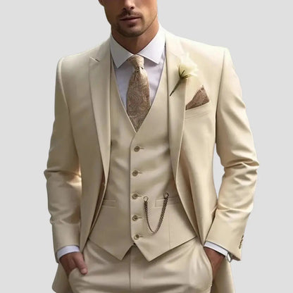 Traje Hombre Tres Piezas Corte Slim Fit Solapas Clasicas