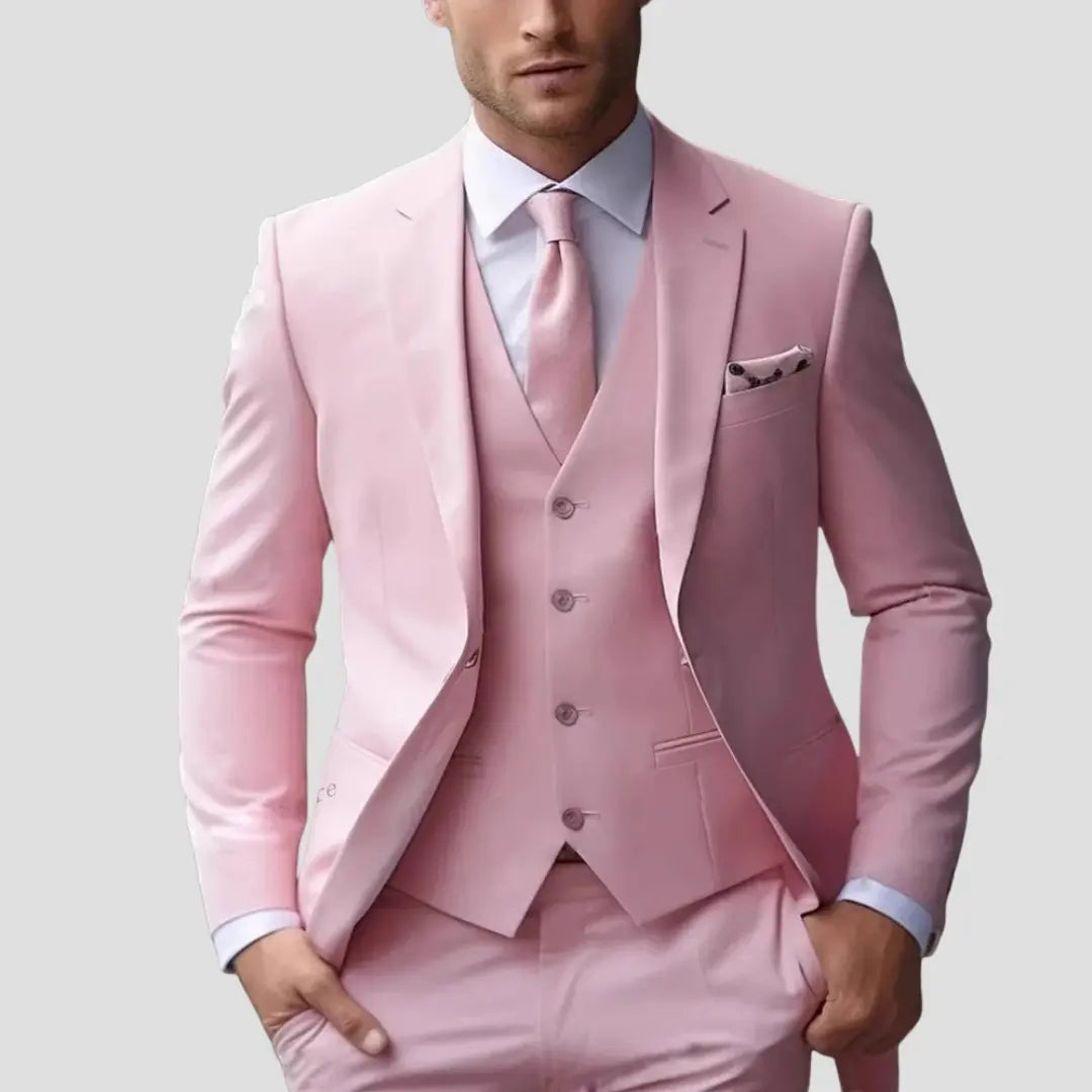 Traje Hombre Tres Piezas Corte Slim Fit Solapas Clasicas