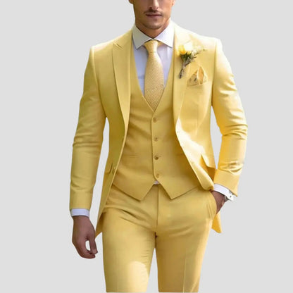 Traje Hombre Tres Piezas Corte Slim Fit Solapas Clasicas