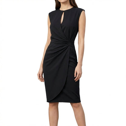 Vestido Midi Mujer Drapeado Sin Mangas Ajuste Elegante