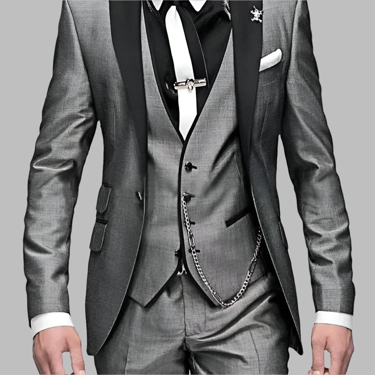 Traje Hombre de Tres Piezas Diseño Formal Ajustado