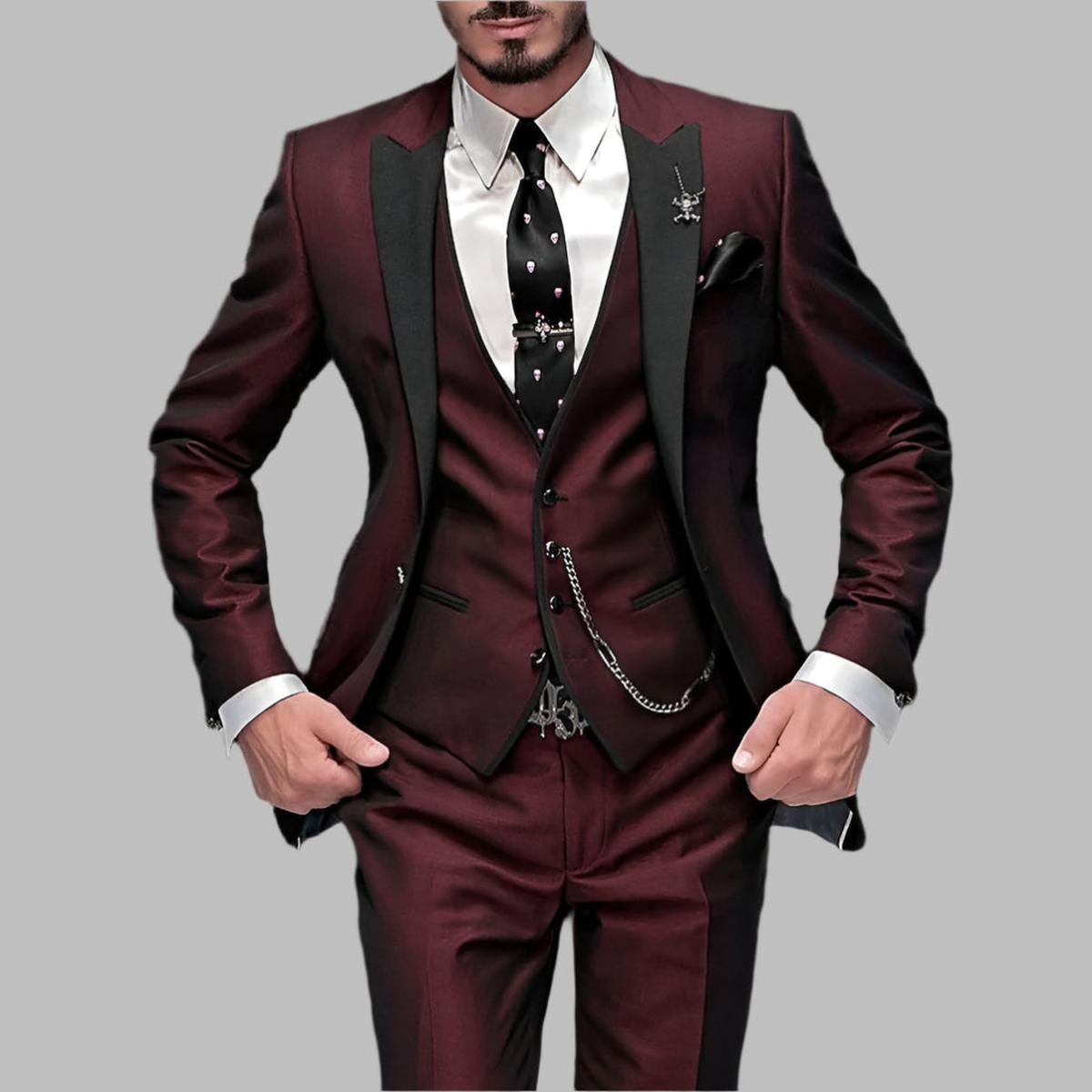 Traje Hombre de Tres Piezas Diseño Formal Ajustado