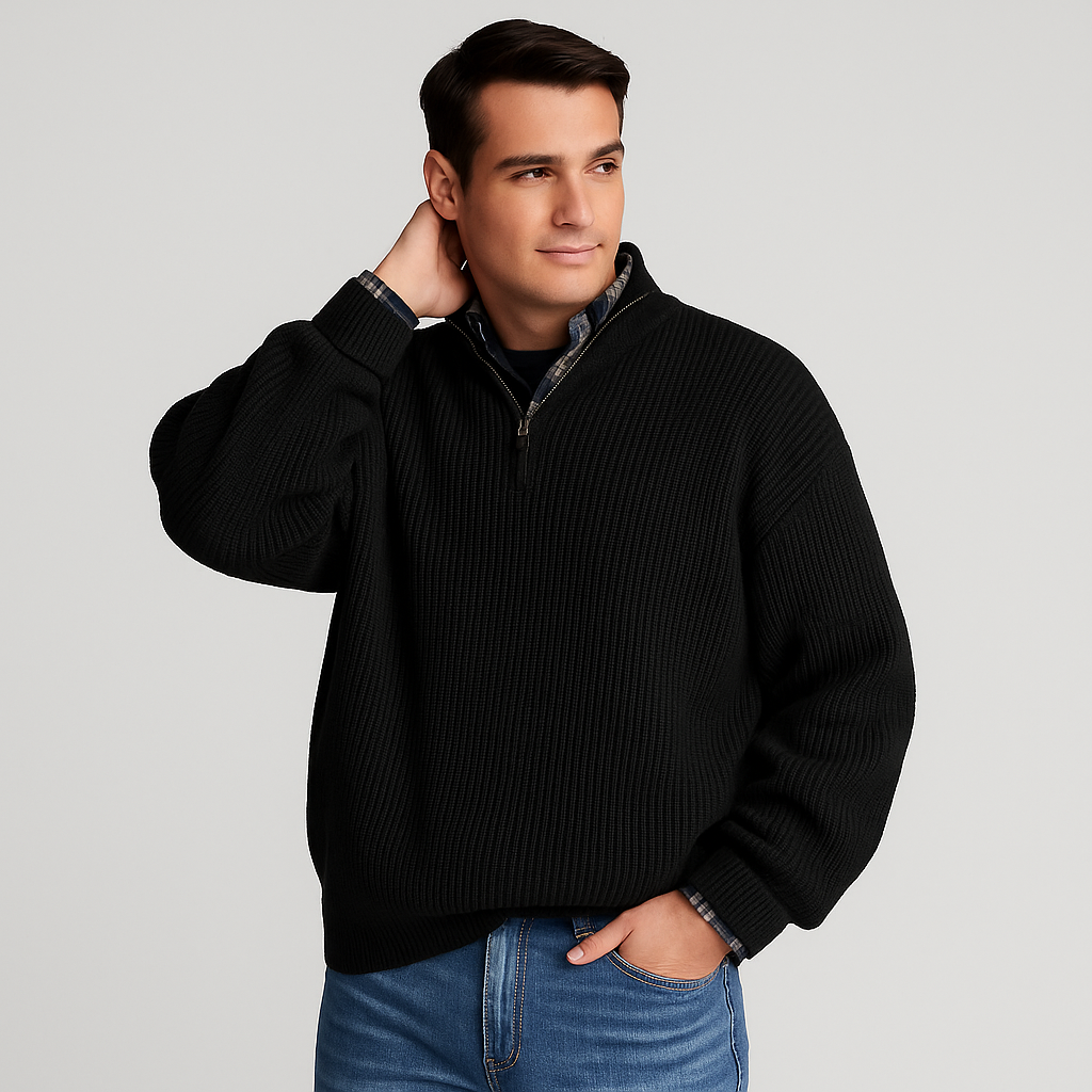 Jersey Hombre Primavera Media Cremallera Estilo Pulóver