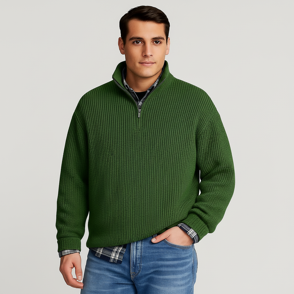 Jersey Hombre Primavera Media Cremallera Estilo Pulóver