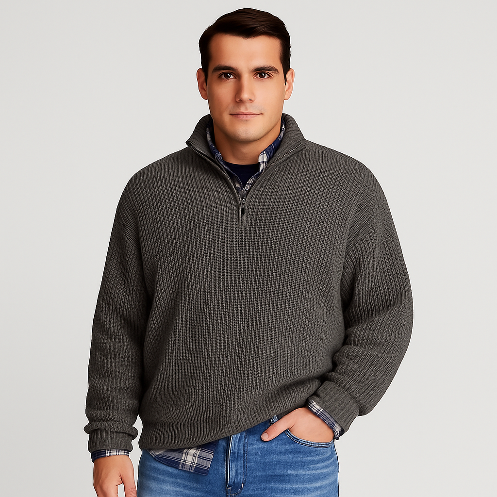 Jersey Hombre Primavera Media Cremallera Estilo Pulóver