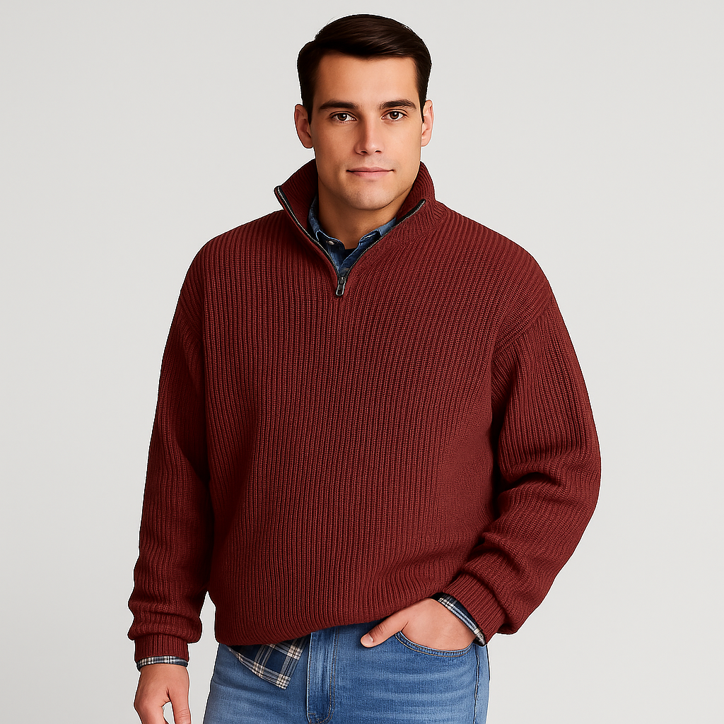 Jersey Hombre Primavera Media Cremallera Estilo Pulóver