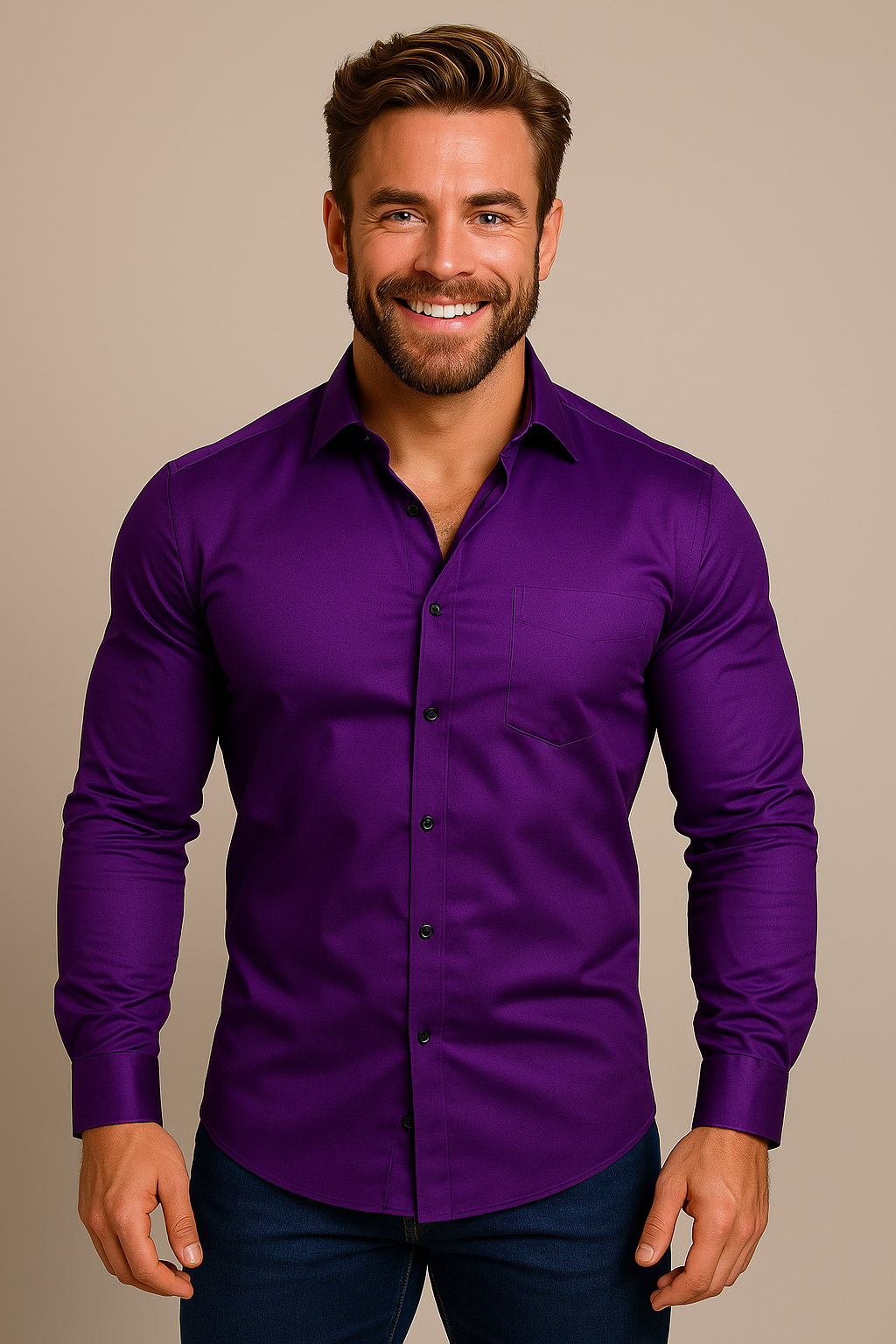 Camisa Hombre Manga Larga Cuello Clásico Primavera