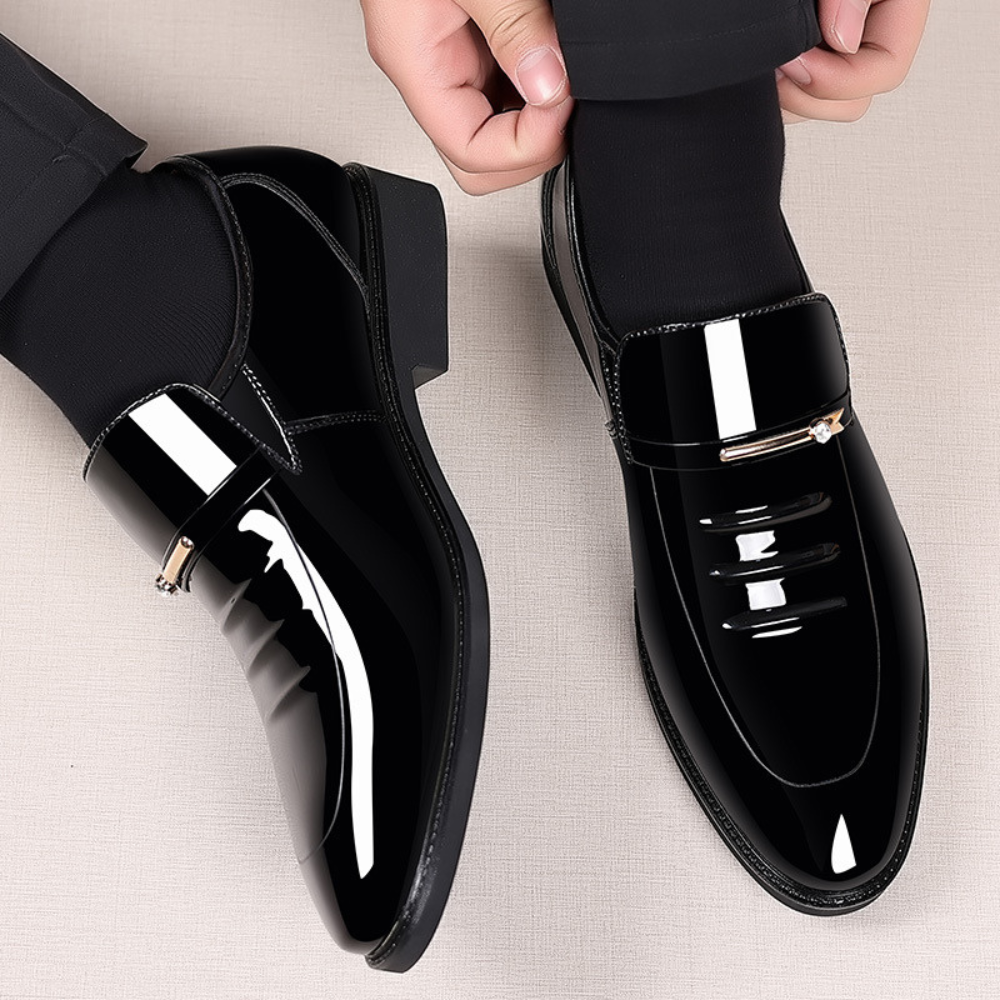 Mocasines Hombre Sintetico Sin Cordones Acabado Brillante