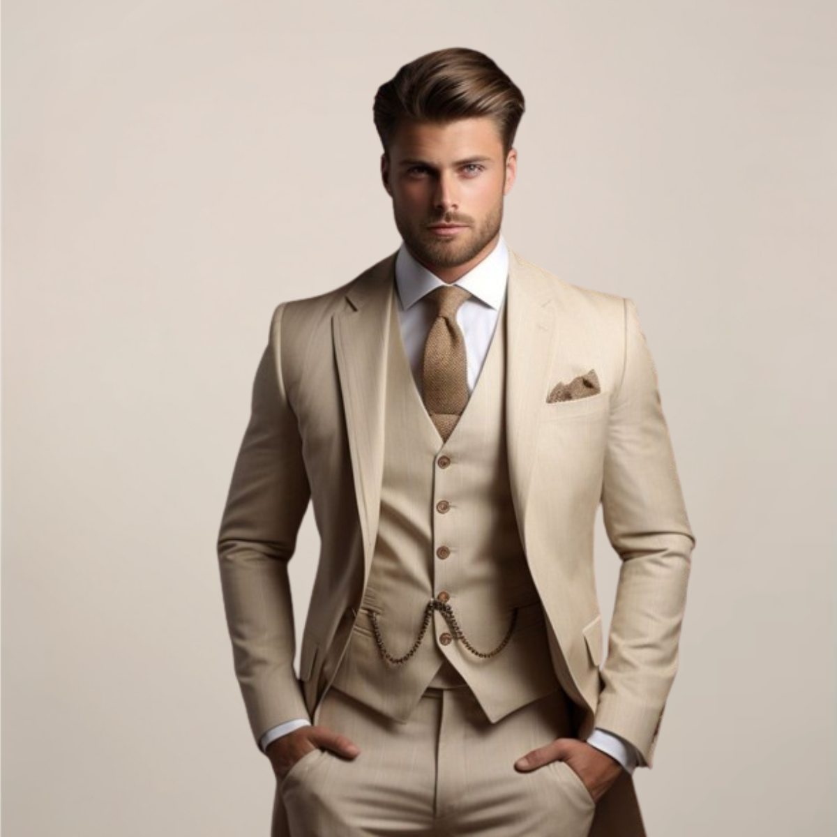 Traje formal hombre tres piezas primavera elegante