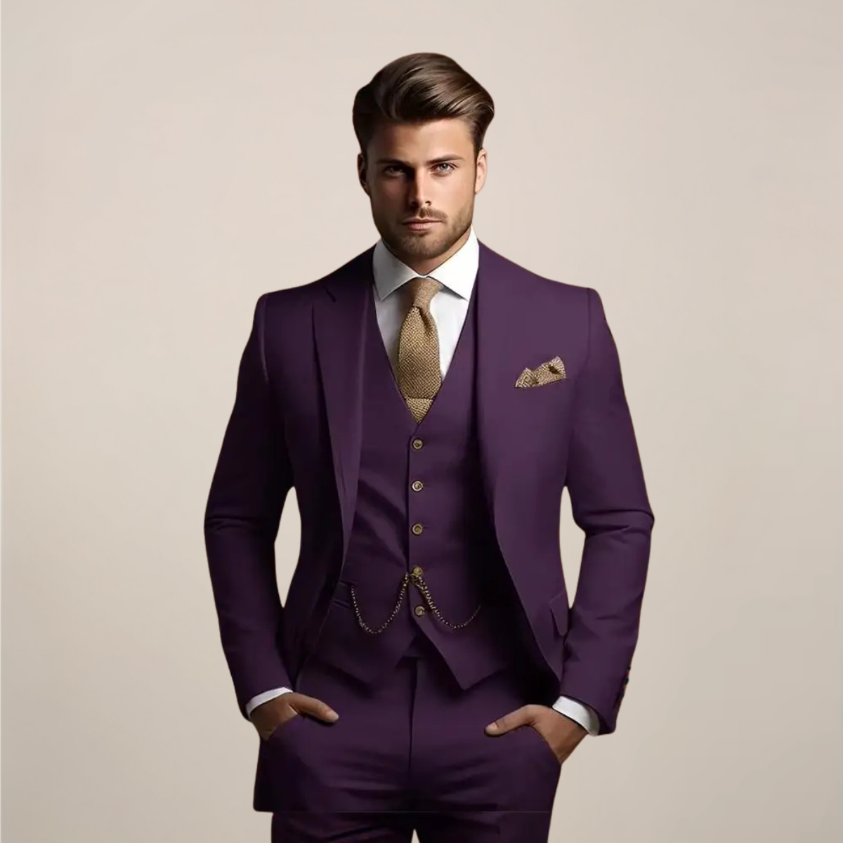 Traje formal hombre tres piezas primavera elegante