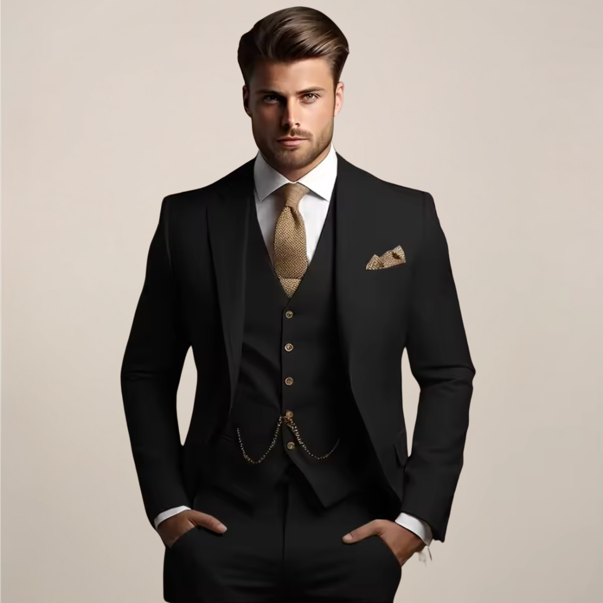Traje formal hombre tres piezas primavera elegante