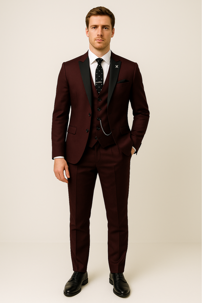 Traje Hombre Formal Tres Piezas Primavera Ajustado