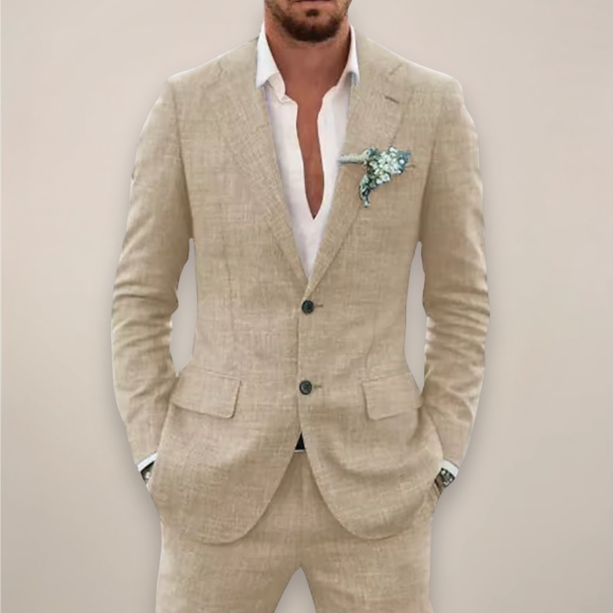 Traje Hombre Primavera con Solapa de Muesca Ajuste Clásico