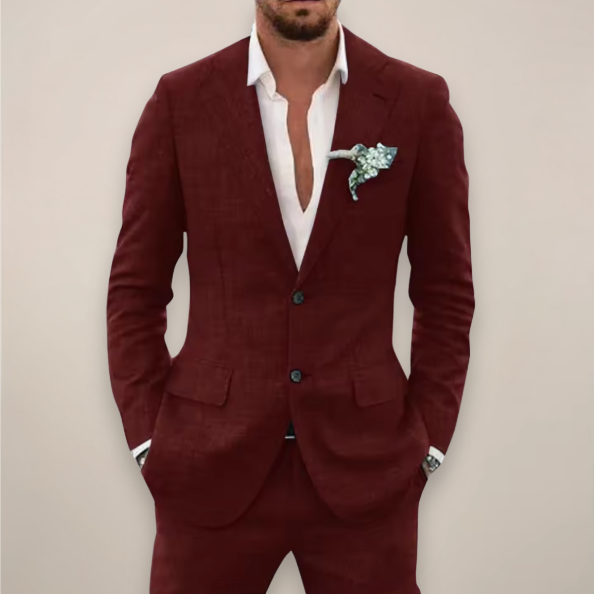 Traje Hombre Primavera con Solapa de Muesca Ajuste Clásico