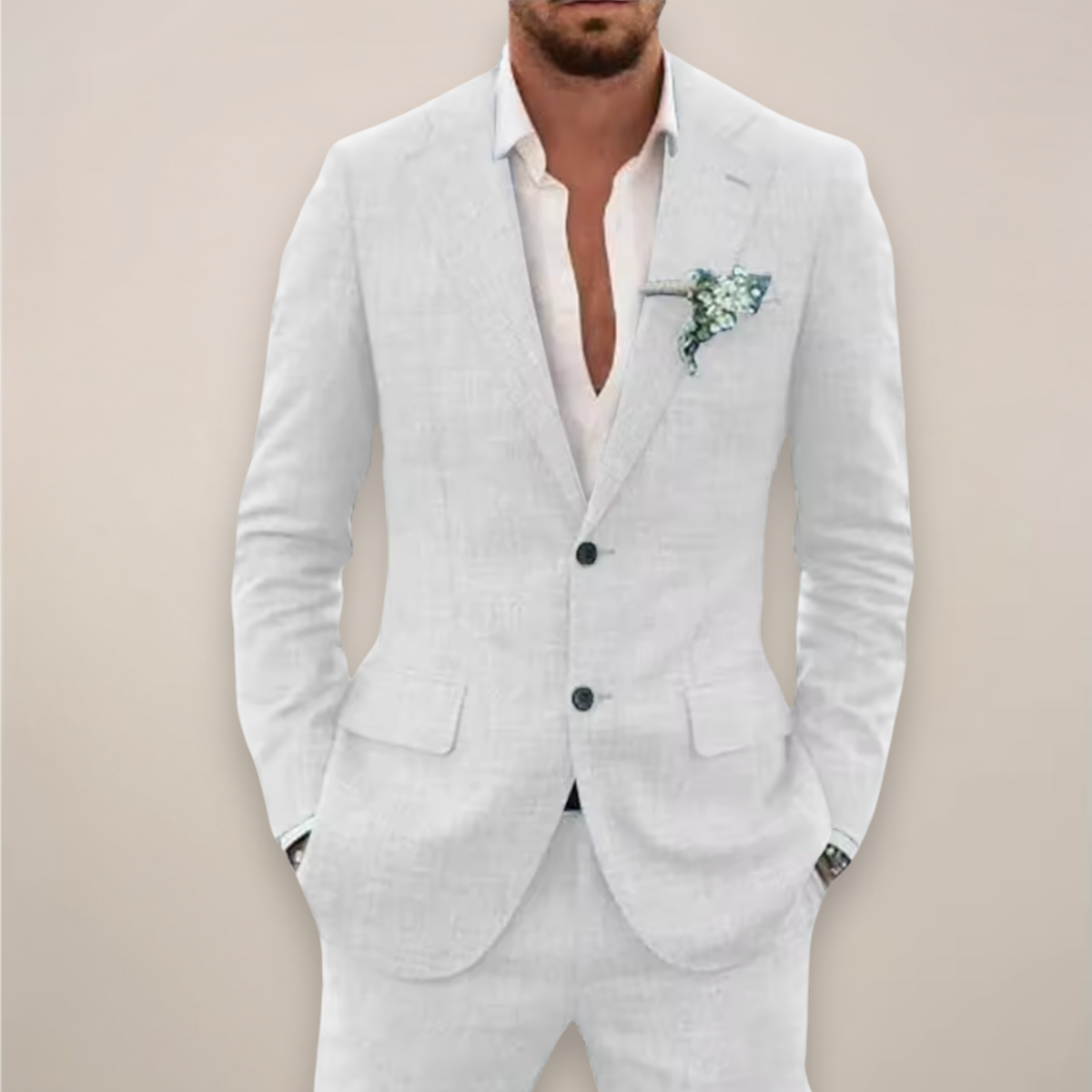 Traje Hombre Primavera con Solapa de Muesca Ajuste Clásico